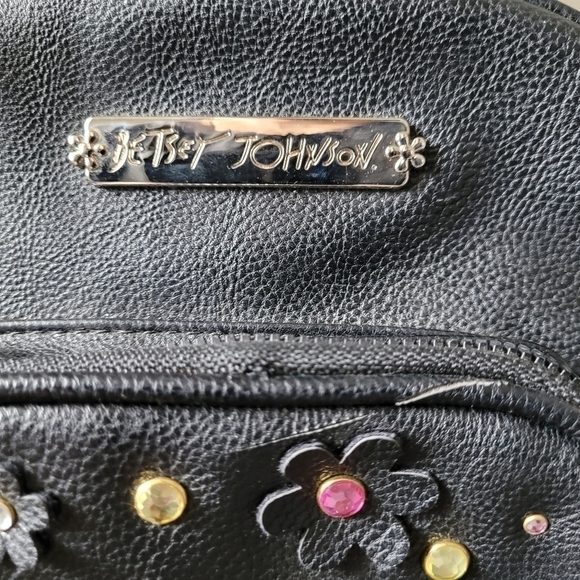 Betsey Johnson RARE black backpack bag with rhinestones and daisies - Picture 5 of 16